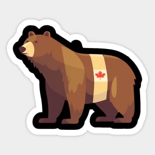Bear with Maple leafs Canada, Canadian Flag Sticker
